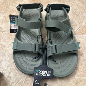 Men’s Rugged Shark Size 12 Green Sandals